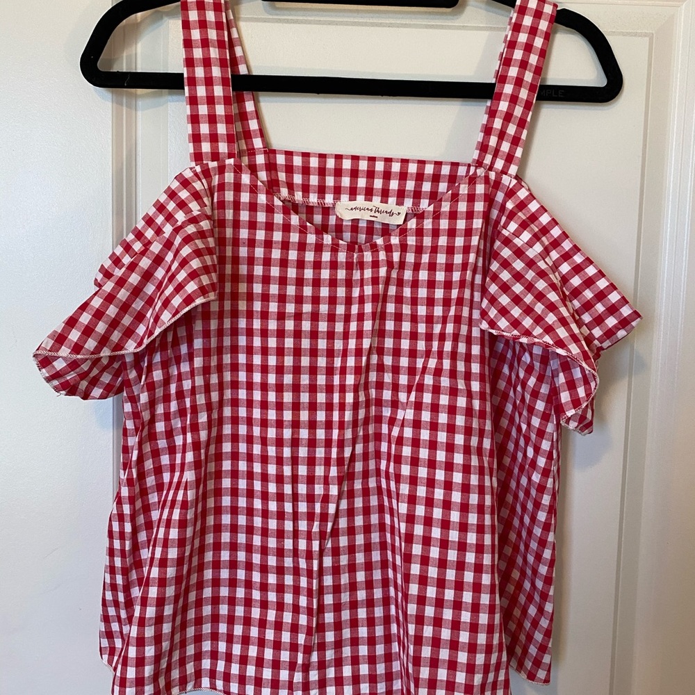 Red gingham top
